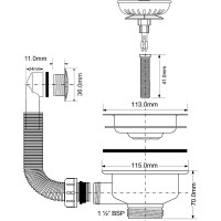 Перелив McAlpine с круглым сливом ф40-113 и со съемной решеткой, тип кнопка OF2-113SCL