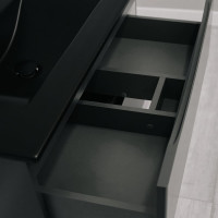 Тумба подвесная 80см темно-серая Куб BOND с черной раковиной T01807-S05B