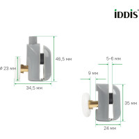 IDDIS Ролики, 2 верхних, 2 нижних, одинарные, D=23 мм, серый, стекло 5-6 мм, , 966S23GR6DZ