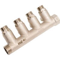 Коллектор НВ 3/4 4х1/2 Н 40мм с кранами, никелированный Uni-Fitt 420N3240