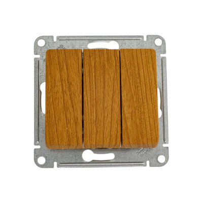 3-клавишный механизм выключателя Systeme Electric скрытой проводки Glossa 10А IP20 1+1+1 10AX дуб GSL000531