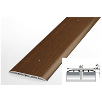 Порог прямой алюминиевый (60 мм; 0.9 м; декоративный; дуб темный) Лука УТ000012536