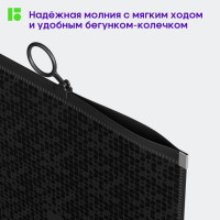 Папка-конверт BERLINGO DoubleBlack на молнии 200 мкм, черная, с рисунком ZBx_A4701