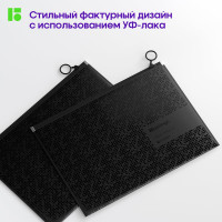 Папка-конверт BERLINGO DoubleBlack на молнии 200 мкм, черная, с рисунком ZBx_A4701