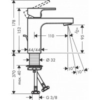 Смеситель для раковины Hansgrohe Vernis Shape 100, без сливного набора, матовый черный 71569670