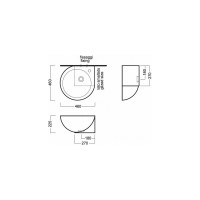 Угловая подвесная раковина HATRIA YOU&ME крепление чаши слева, 1 отверстие для смесителя Y0H601
