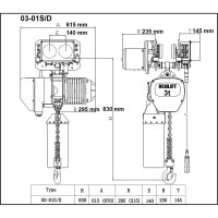 Цепная передвижная электрическая таль OCALIFT 03-01s г/п 3 тонны, высота 6м, 380в OCA0301ST6m