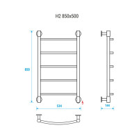 Полотенцесушитель ENERGY H2 850x500 00-УТ-00937