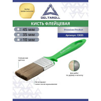 Флейцевая кисть DeltaRoll с зеленой ручкой, смешанная щетина, 35x10 мм, 13035