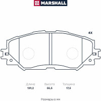 Тормозные колодки дисковые передние Toyota Auris I 06- / Corolla X E150, XI E180 06- / RAV4 MARSHALL M2624336