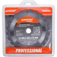 Диск пильный Кратон по дереву PROFESSIONAL 185x30x2.5 мм 24Т в комплекте переходное кольцо 30x20 мм 1 06 03 040