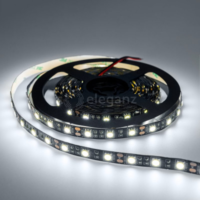 Светодиодная лента Eleganz LUX 5050 60 LED 14.4W/M 12V холодная 6000К ЧЕРНАЯ ОСНОВА 9007