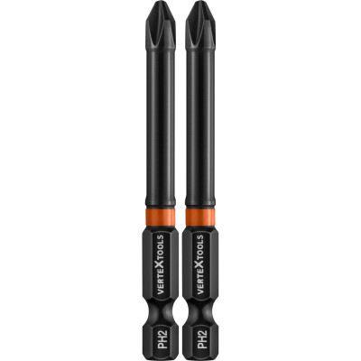 Бита IMPACT PH2, 70 мм, 2 шт vertextools IP-PH2-70-2