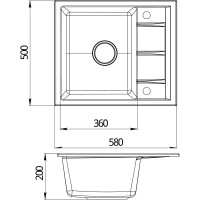 Кухонная кварцевая мойка EMAR EMQ-1580.Q Антрацит