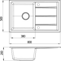 Кухонная кварцевая мойка EMAR EMQ-1800.Q Агат