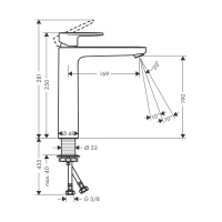 Смеситель для раковины Hansgrohe Vernis blend 190, матовый черный 71582670 00000096249