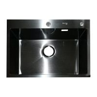 Нержавеющая врезная мойка SANTREK 650x480x220 т 3,0 ЧЕРНАЯ D6548HB (+ сифон + дозатор + коландер 420x220) AQUA 312397
