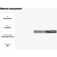 Фреза концевая 1.5х4х4х50 мм, Z4, твердосплавная, Alpha-Mх New Century G9J23015N