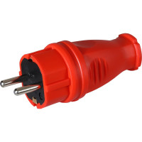 Вилка прямая каучуковая Smartbuy 230В, 2P+PE, 16A, IP44, красная SBE-16-P07-Rr