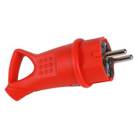 Вилка угловая с кольцом Smartbuy каучуковая 230В, 2P+PE, 16A, IP44, красная SBE-16-P08-Rr