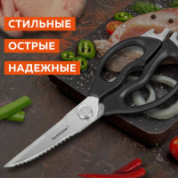 Ножницы кухонные DASWERK 230 мм, разборные, с открывашками, зазубренные 608906