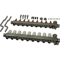 Коллекторная группа с расходомерами из нержавеющей стали One Plus DN25-9P+1 3222000149/ 3504022017