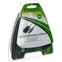 Кабель-адаптер AOpen/Qust USB2.0-repeater, удлинительный активный Am-Af 5м ACU823-5M