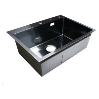Нержавеющая врезная мойка SANTREK 650x480x220 т 3,0 ЧЕРНАЯ D6548HB (+ сифон + дозатор + коландер 420x220) AQUA 312397