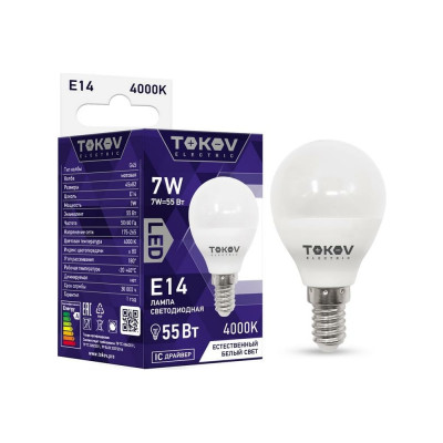 Лампа светодиодная TOKOV ELECTRIC 176-264В TKE-G45-E14-7-4K