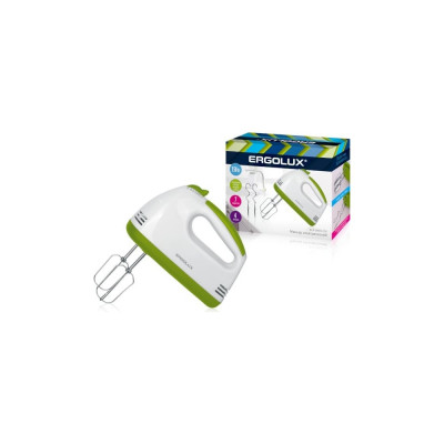 Ручной миксер Ergolux ELX-EM03-C34 бело-салатовый, 150 Вт, 220-240 В 14935