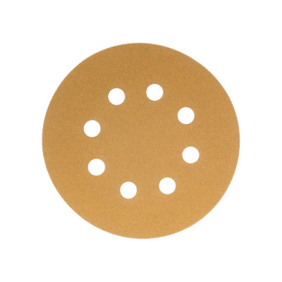 BRUSHTEX Диск абразивный с липучкой sandpaper (yellow), 125 мм, 8 отверстий, зерно р120, уп. 10 шт 125Y8-120