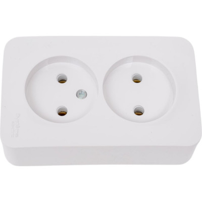 Systeme Electric ( Schneider Electric) BLANCA О/У РОЗЕТКА двойная без заземления без шторок, БЕЛЫЙ BLNRA000201