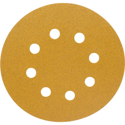 BRUSHTEX Диск абразивный с липучкой sandpaper (yellow), 125 мм, 8 отверстий, зерно р100, уп. 10 шт 125Y8-100