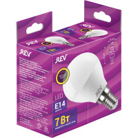 Светодиодная лампа LED G45 Е14 7W 560Лм, 2700K, теплый свет REV 32340 2