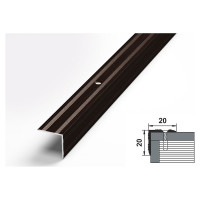 Порог угловой алюминиевый (20х20 мм; 0.9 м; декоративный; дуб венге) Лука УТ000002446