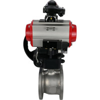 Шаровой кран DN.ru КШмФП.316.200 Ду25 Ру16 пневмопривод, пневмораспред, БКВ, дублёр D160-01764