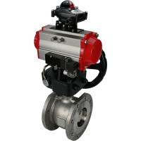 Шаровой кран DN.ru КШмФП.316.200 Ду25 Ру16 пневмопривод, пневмораспред, БКВ, дублёр D160-01764