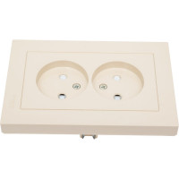 Розетка Systeme Electric AtlasDesign Беж б/з двойная, со шторками,16А, в сборе SE ATN000222