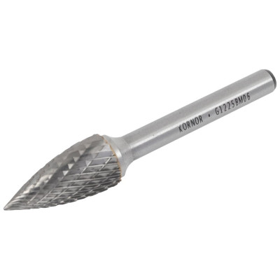 Борфреза гиперболическая с точечным торцом (тип G; 12х25 мм; хвостовик 6 мм) KORNOR 372122506