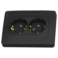 Розетка Systeme Electric Blanca внутр Антрацит 2-ая с/з со шторками, 16А, 250В SE BLNRS001126