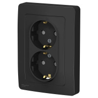 Розетка Systeme Electric Blanca внутр Антрацит 2-ая с/з со шторками, 16А, 250В SE BLNRS001126