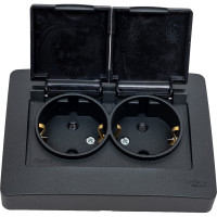 Розетка Systeme Electric Blanca внутр Антрацит 2-ая с/з IP44 со шторками, 16А, 250В SE BLNRS441126