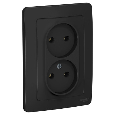 Розетка Systeme Electric Blanca внутр Антрацит 2-ая б/з без шторок, 16А, 250В SE BLNRS000026