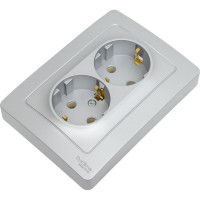 Розетка Systeme Electric Blanca внутр Алюминий 2-ая с/з без шторок, 16А, 250В SE BLNRS001023