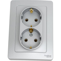 Розетка Systeme Electric Blanca внутр Алюминий 2-ая с/з без шторок, 16А, 250В SE BLNRS001023