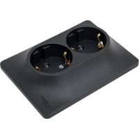 2-ая розетка Systeme Electric Glossa Антрацит с/з, со шторками, 16А, в сборе SE GSL000726