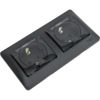 Розетка Systeme Electric Glossa Антрацит 2-ая с/з, со шторками, в сборе, IP44 SE GSL000747