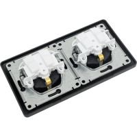 Розетка Systeme Electric Glossa Антрацит 2-ая с/з, со шторками, в сборе, IP44 SE GSL000747