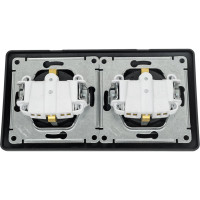 Розетка Systeme Electric Glossa Антрацит 2-ая с/з, со шторками, в сборе, IP44 SE GSL000747