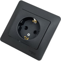 Розетка Systeme Electric Glossa Антрацит с/з со шторками, 16А в сборе SE GSL000744